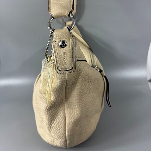 Coach F13731 Soho Pleated Ivory Pebbled Leather Hobo Shoulder Bag - Picture 2 of 13